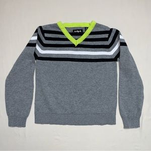 Preppy Gray Neon Green Sweater Boy’s XS 5-6 Dress Lightweight Knit Photoshoot